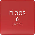 6" X6" Floor 6 Sign - ADA Compliant Tactile Graphics Grade 2 Braille Text Acrylic Wall Signs - Directional Assistance, Floor Number Safety Sign for Office, school Hospital, Apartment
