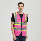 Safety Vest Reflective High Visibility with 5 Pockets ＆Zipper Class 2 Adult Unisex Construction Security Workwear