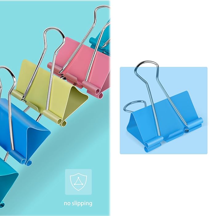 18 Pcs Extra Large Binder Clips 2 inch Length, Colorful Big Paper Clips for Office