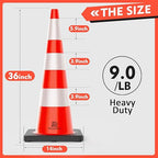 RoadHero 16 Pack Traffic Safety Cones 36 Inch, PVC Cone with Black Weighted Base, Orange Cones with Reflective Collars for Parking Lot, Road Safety, Construction Events