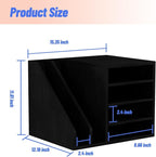 Wood Desk Organizer File Holder, Wooden Mail Organizer Countertop with Adjustable Compartments, Desktop File Organizer Paper Sorter for Home, Office and School, Envelope Organizer, Black