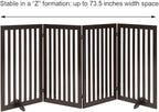 unipaws 36" H Free Standing Pet Gate for Dog Cat, Tall Wooden Dog Gates for Doorway, Stairs, Foldable Pet Fence for The House, Expandable Dog Barrier, Indoor Use, Espresso