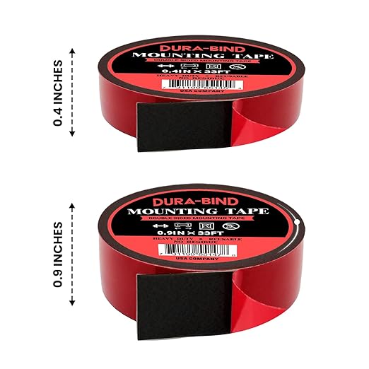 Heavy Duty Mounting Tape, Double Sided VHB Foam Tape; for LED Light Strips, Car Tape, Decor and More. Waterproof, Extra Long Roll 33ft, Black (0.40 inch)