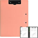 Clipboard Folder, A4 Foldable Clipboards, Office Clipboard Folder with Double Clips Metal Clip, 360 Degree Foldable Storage Clipboards for Office, School or Medical Field, Pink