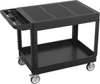 550LBS Utility Cart, Flat top 46x25 Inch Utility Cart with Wheels,Heavy Duty Service Cart-Lipped Shelves,Ergonomic Storage Handle and Swivel Wheels for Warehouse, Garage, Cleaning,Black