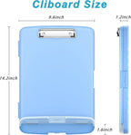 Rimilak Plastic Clipboard with Storage, 8.5 x 11 High Capacity Folio Nursing Case with Pen Holder, Size 14.2 x 9.6 x 1.2″ Folder Side-Opening for Classroom, Teacher, Student, Smooth Writing, Blue