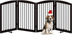 Freestanding Pet Gate for Dogs, Indoor Wooden Foldable Dog Gate for House, Doorway, Stair, 80 Inch Wide, 4 Panels 32",Brown