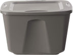 HOMZ 8-Pack Durable Molded Bin, Plastic Storage Containers w/Lids, 18 Gallon, Gray - Stackable Organizer Totes and Boxes for Bedroom, Kitchen, and Garage Organization