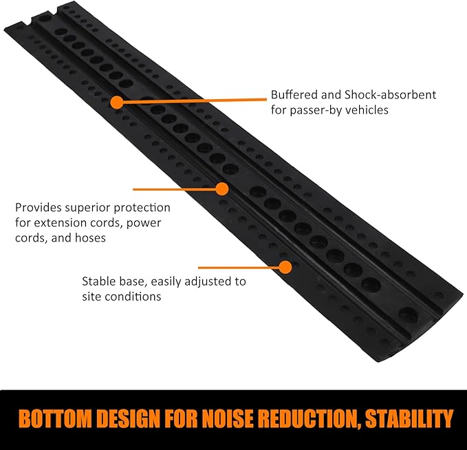 Heavy Duty Speed Bumps for Driveway, 6 ft 2 Pack Rubber Speed Bumps, 2 Channel Modular Traffic Speed Bump Hump Cable Protector Ramps for Asphalt Concrete Gravel Driveway Road with 8 Bolt Spikes