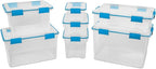 Sterilite 18-Pack Gasket Box, Weather-Resistant Storage Bins with Latching Lids, 7.5 Quart - Heavy-Duty Organizing Containers for Closet, Bathroom, and Office