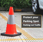 (6 Pack) BESEA 18" inch Traffic Cones Orange Safety Cones with 6 inch Reflective Collar for Home Driveway Road Parking Use(6 Cones)