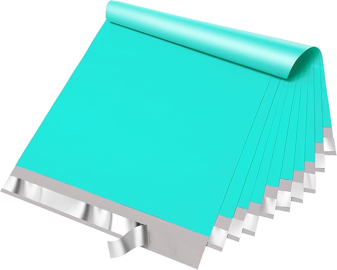 Fuxury Poly Mailers 12x15.5" 100 Pack,Shipping Bags for Mailing Clothing T-Shirt,Strong Adhesive Self Sealing Shipping Envelopes Mailer Poly Bags for Small Business,Teal