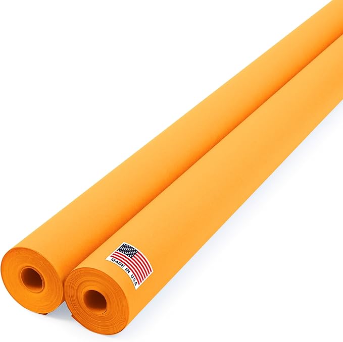 48" x 1200" (100 ft) Orange Kraft Paper Roll (Value Pack of 2), 45 lbs Thickness, Made in USA Colored Kraft Paper for School, Bulletin Board - Odorless, Non-Toxic, Safe for Kids