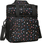 Expandable Insulated Lunch Box, Double Deck Lightweight Large Lunch Bag Tote Leakproof Cooler Bags for Women Adults Work Outdoor Picnic Daytrip, Polka Dots, 16L