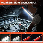 Magnetic Work Light Bar 2026 New | Rechargeable LED Light with Battery | IP55 Weather-Resistant Under Hood Light with Magnetic Base | Hooks & Clamp for Car Repair,Garage,Emergency,Power Outage