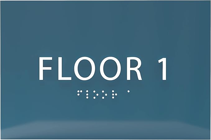 6" X4" Floor 1 Sign - ADA Compliant Tactile Graphics Grade 2 Braille Text | Wall Mount Plastic Directional Assistance, Floor Number Sign for Office, Schools, Hospitals, Apartments