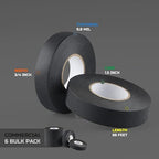 Lichamp 6-Pack Cloth Electrical Tape Automotive, Thicked 9.8 mil x 3/4 in x 66ft, No Residue Fabric Wire Harness Tape High Temp Wiring Loom Tapes, B106