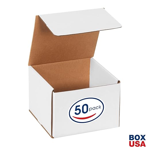 Box USA BM775 7"L x 7"W x 5"H, White (Pack of 50)