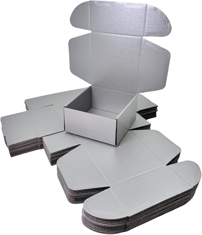 10 Pcs 9.8 x 9.8 x 4 inches Large Size Corrugated Cardboard Gift Boxes Recyclable Shipping Boxes for Mailing & Holidays, Wedding, Birthday, Gifts Packaging (Silver, 9.8 x 9.8 x 4")