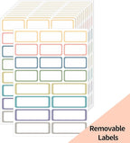 STARLIBOO Removable Labels, Removable Colored Labels Stickers, Self-Adhesive Rectangular Stickers Water/Oil/Tear Resistant for Storage/Classroom/Home (2 Size, 300 Labels)