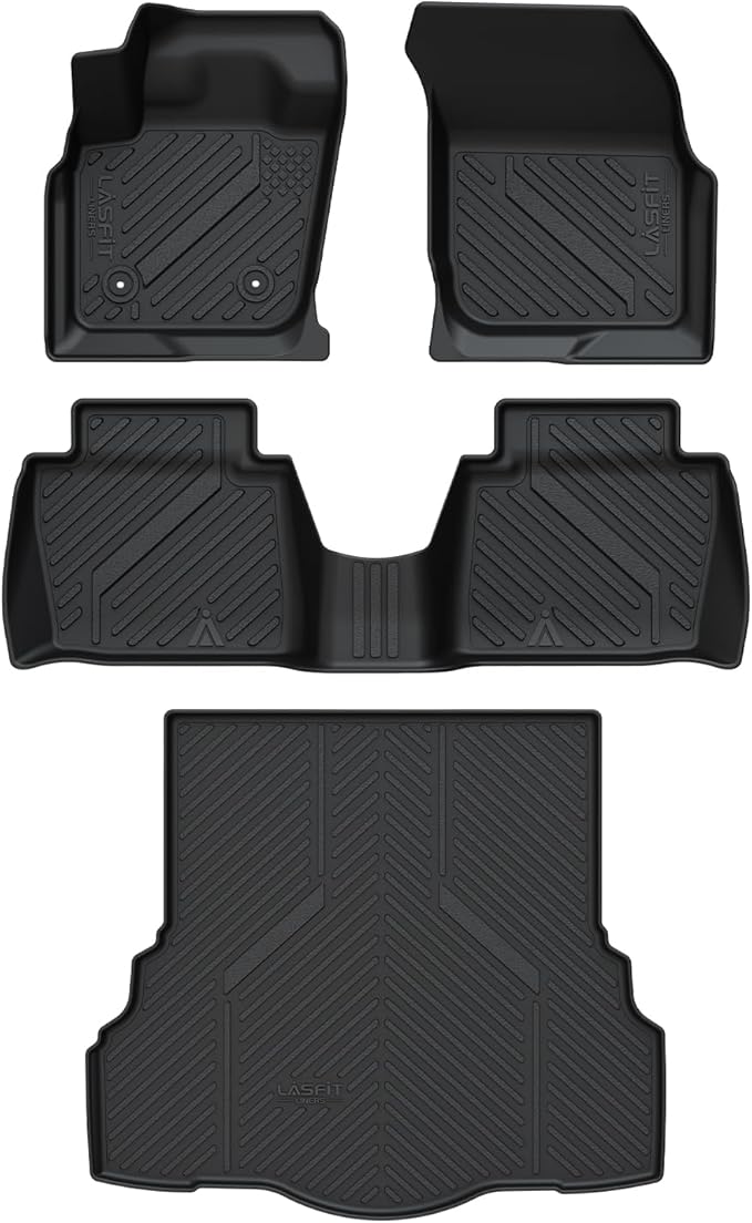 LASFIT Floor Mats & Trunk Mat for Ford Fusion 2013-2016 (Only Fit Gasoline) All Weather TPE Mats Custom Fit Floor Liner for Fusion & MKZ 1st & 2nd Row Car Mats and Cargo Liner, Black