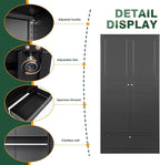 Letaya Wardrobe Closet,72" H Clothing Metal Storage Cabinet with Storage Drawer Adjustable Shelves and Hanging Rod,Bedroom Armoire Cabinet Clothes Organizer (Black)