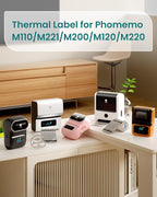Phomemo Thermal Labels - Clear Circle Labels, M110/M220/M221/M120/M200, Transparent, 1.96"x1.96" (50x50mm), Round Stickers for Logo/Barcode/Address