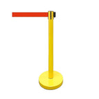 VIP Crowd Control Retractable Belt Stanchion Queue Safety Barrier Set, 36" Ht, 78" Belt + Wall Bracket (6 YEL Posts Red Belt + SFrame + WBracket)