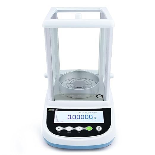 U.S. Solid Semi-Micro Lab Scale, 62 g x 0.01 mg / 120 g x 0.1 mg, Analytical Balance 10 Weighing Units, Automatic Internal Calibration, RS232 Interface, Multi-Language Support (EN, FR, DE, IT, ES, PT)