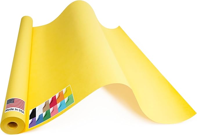 USA Made 36" x 1200" Yellow Kraft Paper Roll, 45 lbs Thickness, American Quality Colored Kraft Paper for School, Poster Arts, Crafts, Bulletin Board - Odorless, Non-Toxic, Safe for Kids