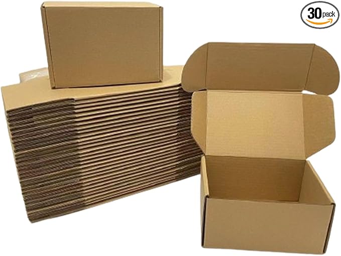 Rong Yang Tong 6x4x3 inch Small Shipping Boxes Pack of 30, Brown Corrugated Cardboard Mailer Boxes for Packing Mailing Small Business Gift Packing