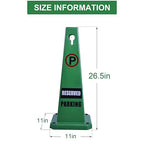 OrangeStar 8-Pack Reserved Parking Cones, Green Four Sided Message Safety Traffic Cones with Heavy Rubber Base for Indoor/Outdoor Use