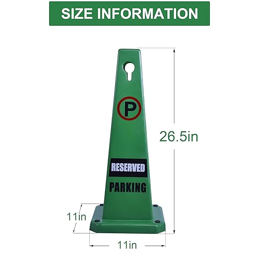 OrangeStar 8-Pack Reserved Parking Cones, Green Four Sided Message Safety Traffic Cones with Heavy Rubber Base for Indoor/Outdoor Use