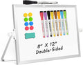 Dry Erase Magnetic White Board, 8" x 12" Double-Sided Desktop Whiteboard with Stand, Portable Small Whiteboard Set for Drawing, Office, Home, School