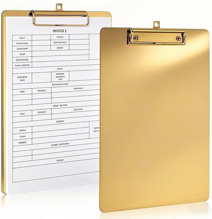 2 Pack Heavy Duty Metal Clipboards, Stainless Steel Clip Board with Low Profile Clip, A4 Letter Size File Holder for Office, Hospital, Laboratory, Jobsite, Warehouses, Hotel, Restaurant