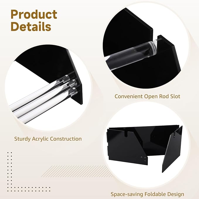Foldable Acrylic Label Roll Dispenser, Adjustable Black Label Organizer, Holds Multiple Label Rolls, Large Desktop Roll Holder for Workspaces, Homes, Offices