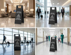 2 Pcs Wet Floor Sign, 24 Inch Black Stainless Steel Caution Wet Floor Sign Double Sided Foldable Bilingual Commercial Safety Warning for Hotel Market Restroom Restaurant Office