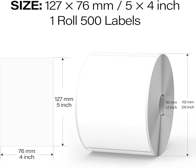 500 Pcs Rectangle Inventory Stickers Vinyl 3 × 5 Inch Moving Labels for Storage Bins Self Adhesive Color Coding Labels Waterproof Removable for Boxes Warehouse Classroom Office, White