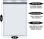 5-Pack 8.5x11" Bubble Mailers White Poly Padded #2 Envelopes Self Seal Shipping Bags Lightweight Tear Resistant Bubble Mailing Envelopes for Small Business Packaging, DVD, Clothing, Books, Gifts