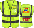 High Visibility Safety Reflective Vest with Pockets and Zipper Construction Hi Vis Work Vest(Neon Yellow 3XL)