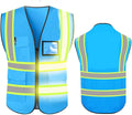 YOWESHOP High Reflective Visibility Safety Vest Custom Your Logo Safety Workwear with Reflective Strips and Front Zipper