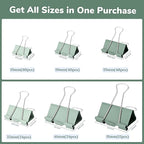 Temiary 208 Pcs Metal Binder Clips, Assorted Sizes Extra Large, Large, Medium, Small, Mini, Micro Binder Paperwork Clip, Morandi Colored Paper Clamps Bulk for Office, Home, School (Green)