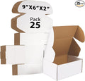 9x6x2 inches Shipping Boxes Set of 25, Small Corrugated Cardboard Box, Literature Mailer, Gift Boxes (White, 9x6x2)