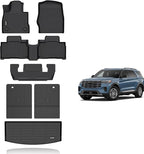 KELCSEECS® Floor Mats & Cargo Liner with Seatback Mats for 2020-2026 Ford Explorer 6 Seats(2nd Row Captain Seats),All Weather Protection TPE Floor Liners Full Set Explorer Accessories Black