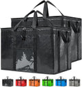 NZ home Durable PRO Insulated Cooler Bag and Food Warmer (3XL, 2 Pack) for Delivery & Grocery Shopping with Zippered Top, Black Commercial Grade