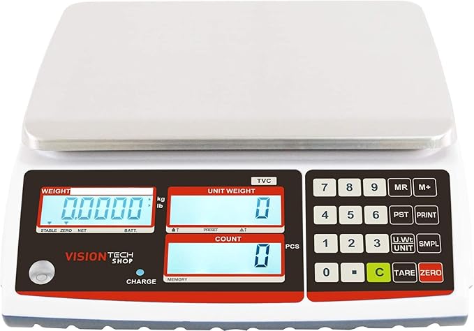 VisionTechShop TVC-6 Counting Scale for Parts and Coins, Lb/Kg Switchable, 6lb Capacity, 0.0002lb Readability