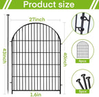 Adavin Tall Garden Fence Animal Barrier with Gate, 40 in(H)×8.8ft(L) 4 Panels No Dig Fence for Dogs, Rustproof Metal Wire Temporary Fences for Dogs Rabbits, Black Garden Fencing for Yard Lawn Patio