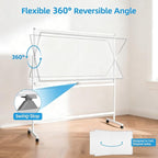 VOWNER Double-Sided Magnetic Whiteboard, 72" x 40" Large Mobile Dry Erase Board, Reversible Rolling White Board with Aluminum Frame & Stand, for Home Office, Classroom, School, White