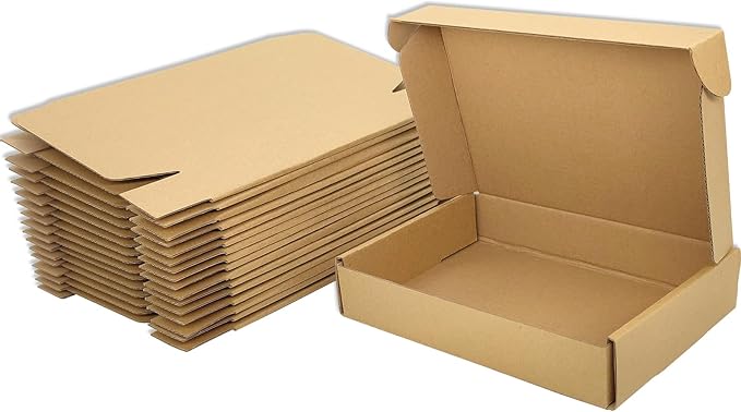 Small Brown Shipping Boxes for Small Business Pack of 25-8x5.5x1.6 inches Cardboard Corrugated Mailer Boxes for Shipping Packaging Craft Gifts Giving Products