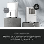 hOmeLabs Dehumidifier for Home, Office, Basements with Powerful Moisture Removal, Humidity Control, Auto Shut-off, Quiet Operation - 6,000 Sq Ft Rooms (40 Pint MAX 104 Pint at 95°F, 90% RH) with Pump